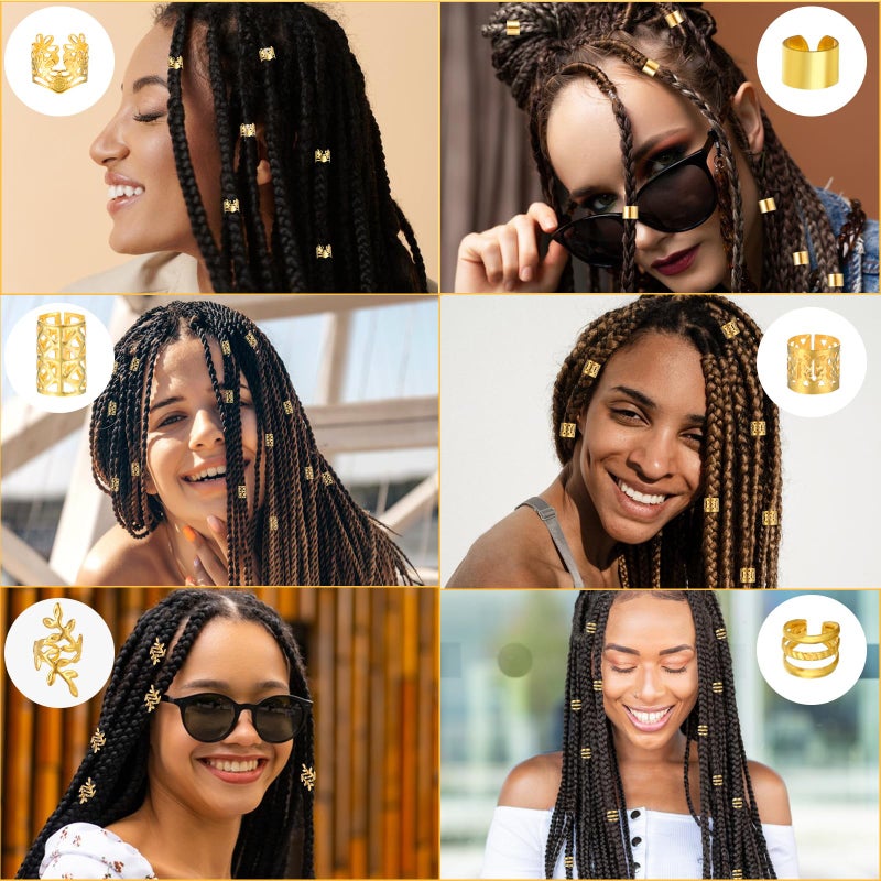 Tyqour 48pcs Hair Jewelry For Braids Accessories Metal Hair Cuffs Adjustable Hair Clips For Braids Hair Rings Hair Jewels Loc Accessories For Black Women Men Dreadlock Accessories - Image 3